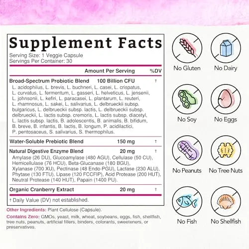 Bonawell Probiotics for Women 100B, with Organic Prebiotic, Cranberry for Feminine Health Bonawell Au supplements
