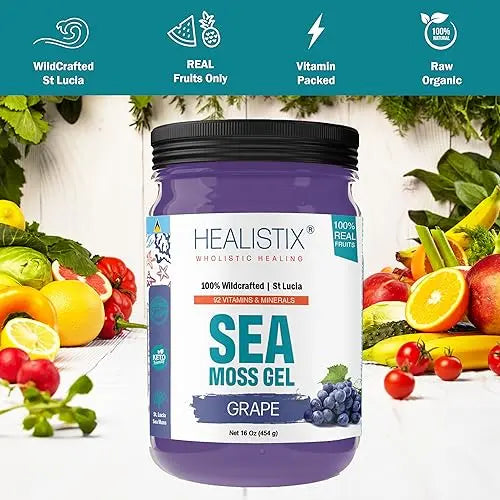 Healistix Grape Irish Sea Moss Gel- St Lucia Wildcrafted Seamoss Gel, Packed HX HEALISTIX Au supplements