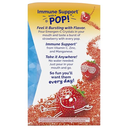 Emergen-C Kidz Crystals, On-the-Go Emergen-C Immune Support Supplement with Vitamin C, B Vitamins, Zinc and Manganese