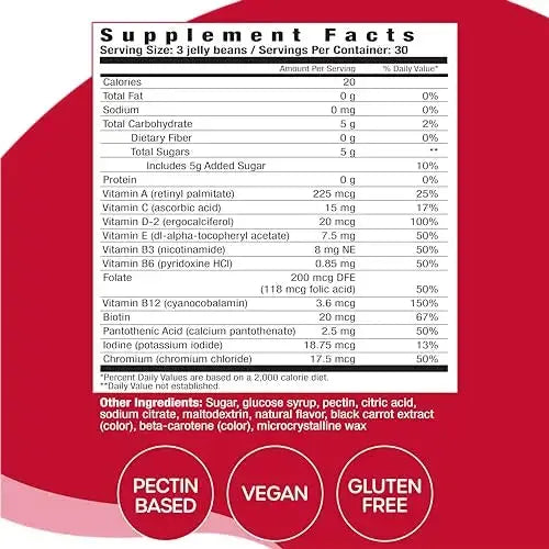 VitaDrops Multivitamin Jelly Beans, Women & Men, Source of Vitamin A C D E B-3 B-6 & Biotin, Supports Immune System, Pectin Based VitaDrops Au supplements