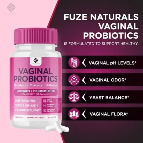 Vaginal Probiotics for Women Digestive Enzymes Gut Health PH Balance Pills, Women's Fuze Naturals Au supplements