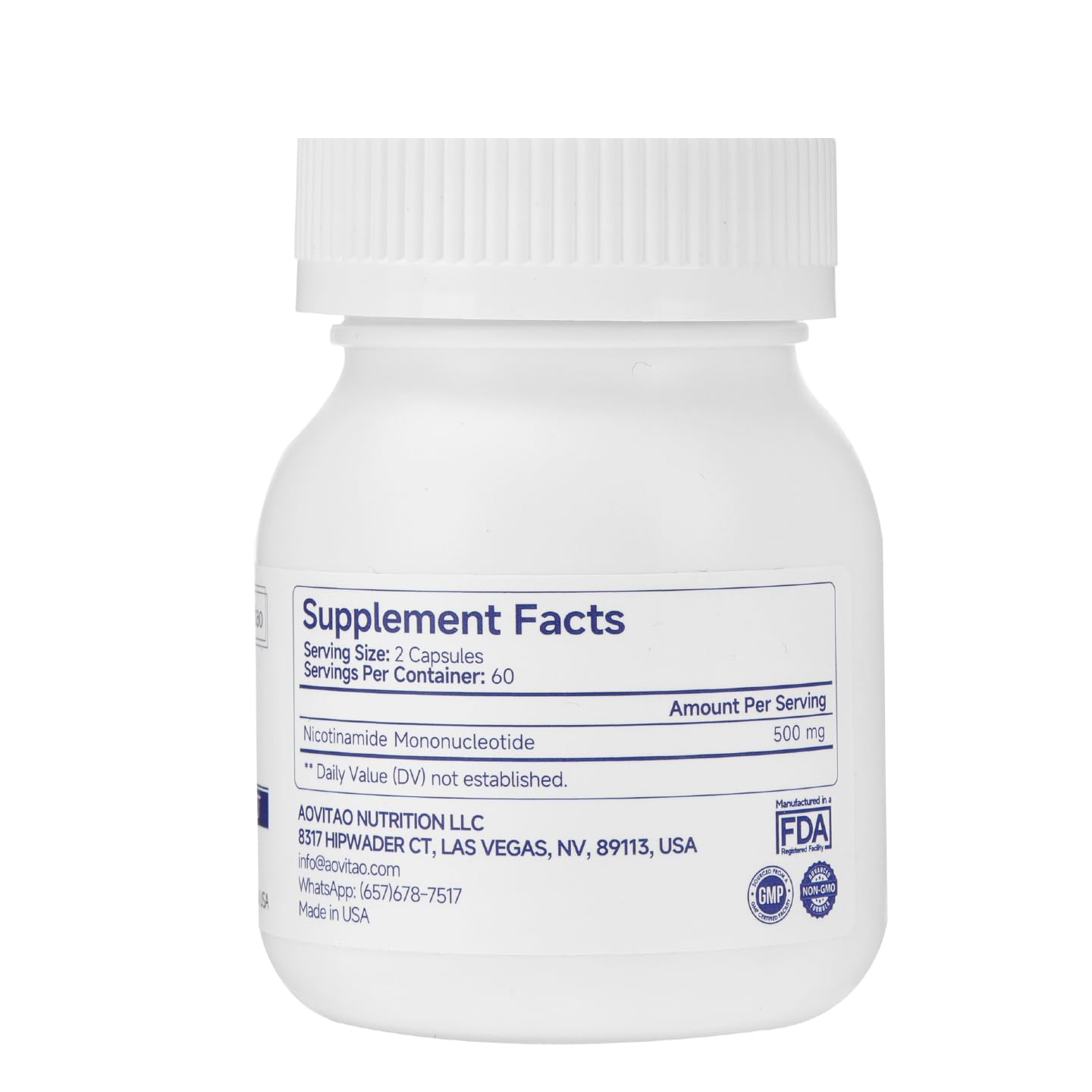 AOVITAO NMN Supplement 500mg Ultra Pure 99.8% | Stabilized Form | Supports NAD+ Production, Cellular Health & Healthy Aging | 60 Capsules AOVITAO Au supplements