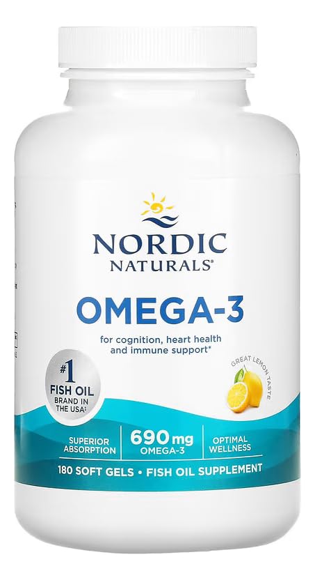 Nordic Naturals Omega-3, Lemon Flavor - 180 Soft Gels - 690 mg Omega-3 - Fish Oil - EPA & DHA - Immune Support, Brain & Heart Health, Optimal Wellness - Non-GMO - 90 Servings Nordic Naturals Au supplements