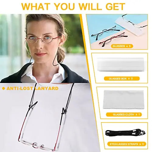 Yiwaeye 3 Pack Half Moon Reading Glasses Anti Blue Light UV, Half Frame Semi Lens Slim Yiwaeye Au supplements