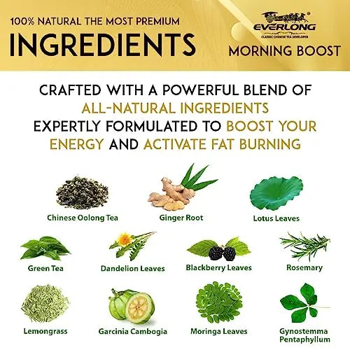 EVERLONG Detox Tea 28 Day Morning Boost Tea and Night Cleanse Tea, Burn Fat and Boost EVERLONG Au supplements