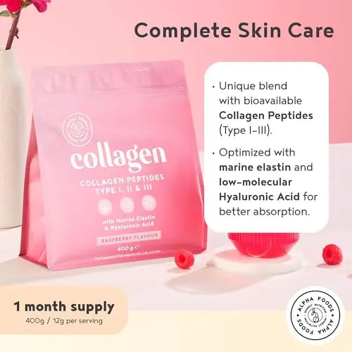 Collagen Powder with Hyaluronic Acid 400g - Premium Bovine Collagen Type I, II, III Alpha Foods Au supplements