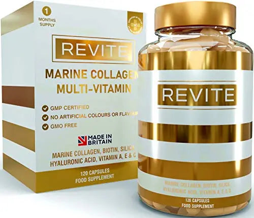 Marine Collagen Capsules 2000mg, Hyaluronic Acid, Silica, Biotin, Vitamin A, E & C Hair Revite Au supplements