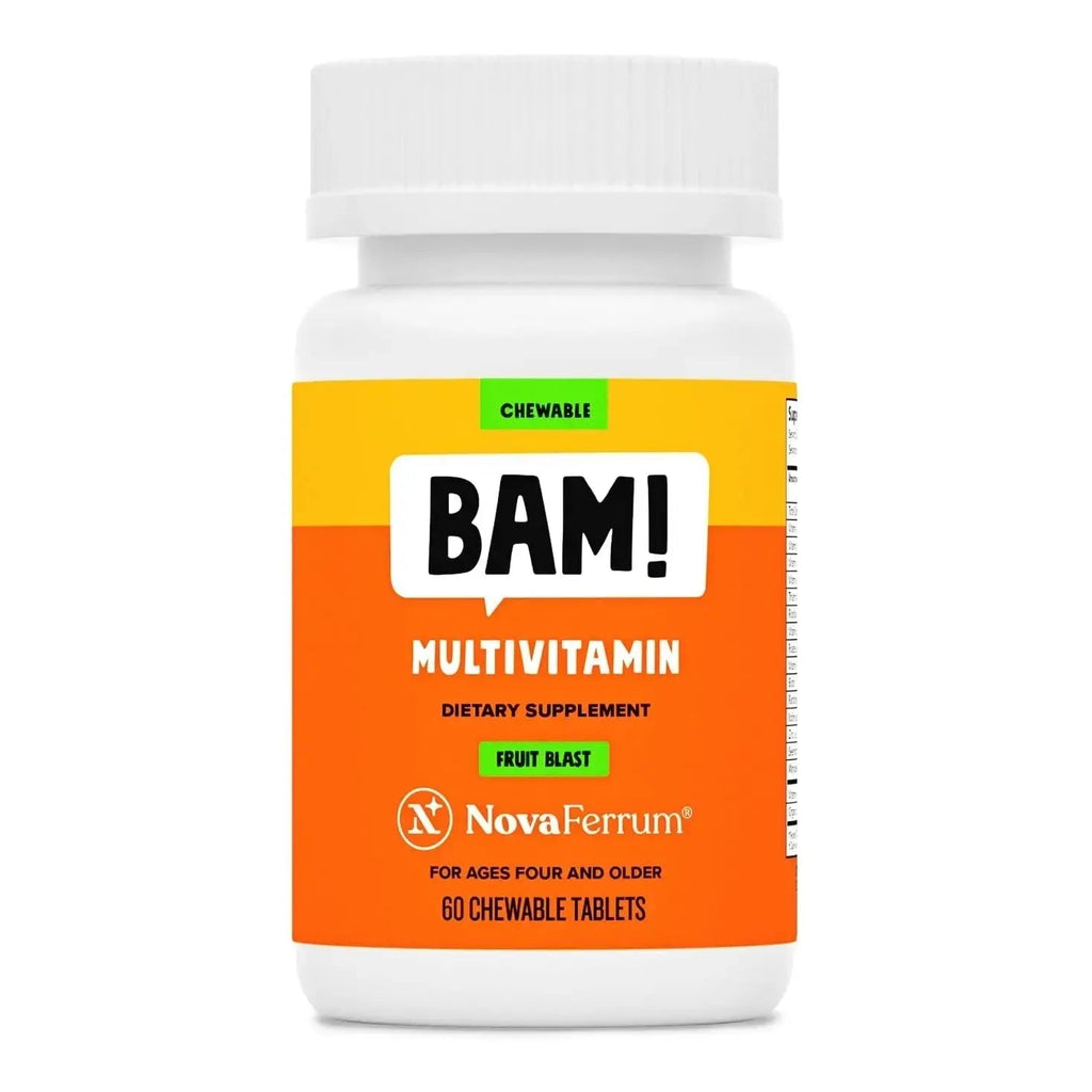NovaFerrum BAM Chewable Multivitamin for Kids & Adults Ages 4 and Above – Fruit Blast Flavor – 60 Chewable Tablets NovaFerrum Au supplements