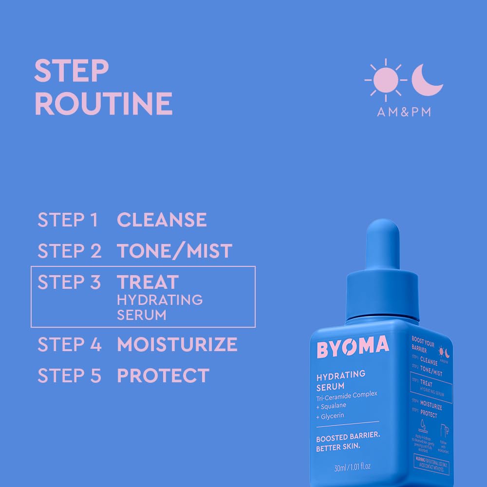 BYOMA Hydrating Serum - Moisturizing Facial Serum with Squalane, Glycerin & Ceramides