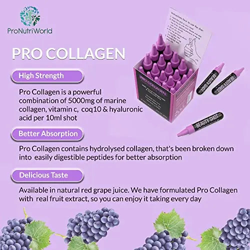 ProNutriWorld Marine Collagen Peptides Shots, Hyaluronic Acid and CoQ10 ProNutriWorld Au supplements