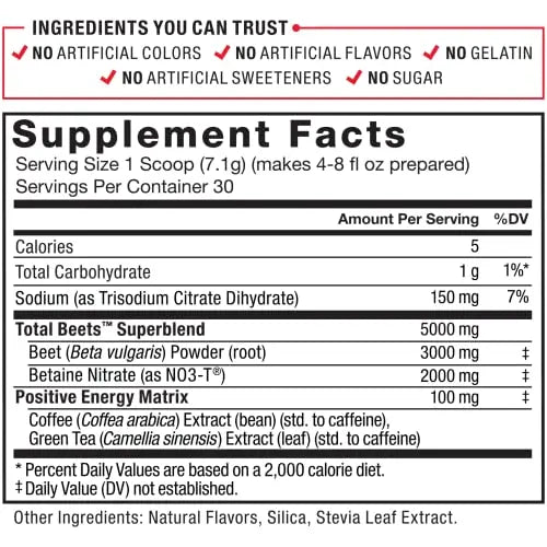 FORCE FACTOR Total Beets Beet Root Powder with Energy, NO3-T Nitrates to Support Force Factor Au supplements