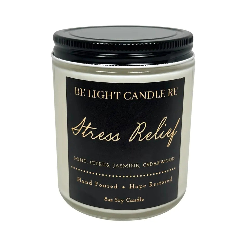 Stress Relief Candle | Purpose-Driven Soy Candles | Scented Candle for Home | 8oz Long Lasting Candle Be Light Candle RE Au supplements