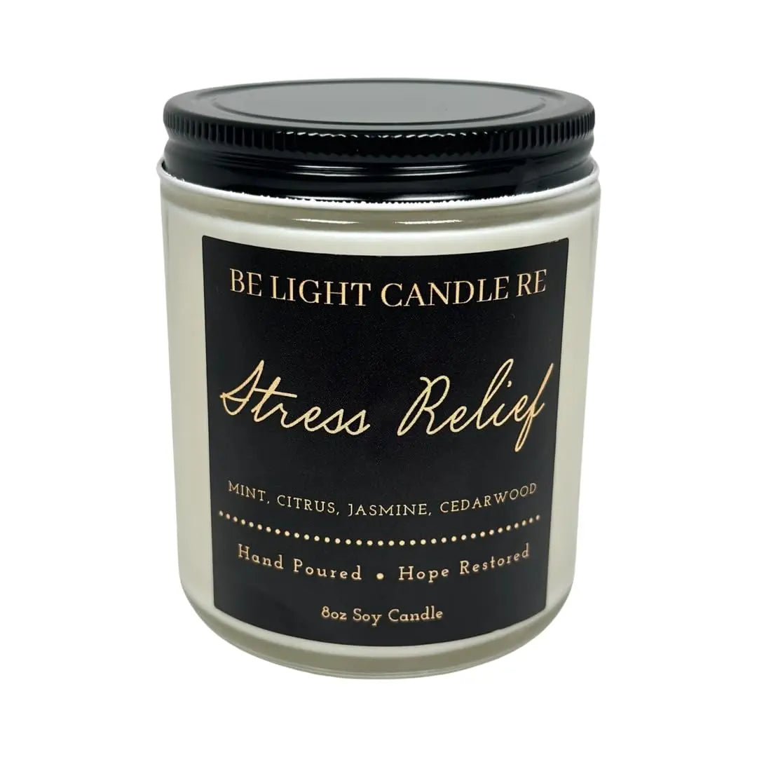 Stress Relief Candle | Purpose-Driven Soy Candles | Scented Candle for Home | 8oz Long Lasting Candle Be Light Candle RE Au supplements