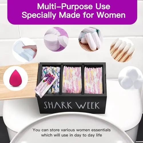 MISTOD Tampons Holder for Bathroom, Pad and Tampon Organizer with Tray Lid, Wooden Feminine MISTOD Au supplements