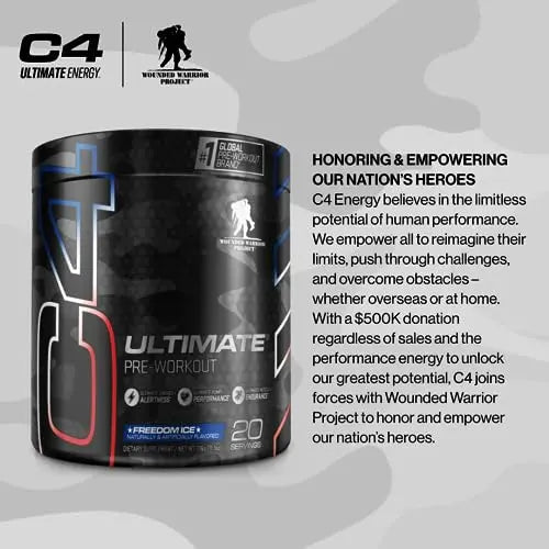 C4 Ultimate x Wounded Warrior Project Pre Workout Powder Freedom Ice - Sugar Free Cellucor Au supplements