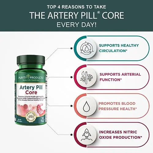 Purity Products Artery Pill Core from MK-7 Vitamin K2, Plant-Based S7 Nitric Oxide Booster Purity Products Au supplements