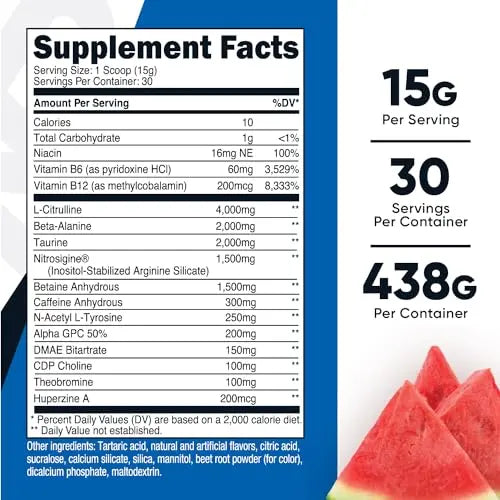 Nutricost Pre-Workout Xtreme, Watermelon, 30 Servings, Vegetarian, Non-GMO and Gluten Nutricost Au supplements
