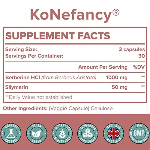 KoNefancy Berberine HCL Supplement 1000mg, High Absorption Berberine Plus Vegan Cap KoNefancy Au supplements