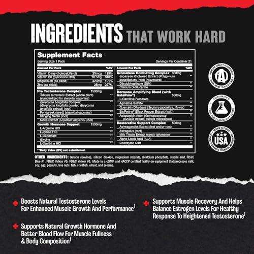 Animal Stak – Complete Natural Hormone Booster Supplement with Tribulus – Natural Testosterone Booster for Athletes – Contains Estrogen Blockers – 1 Month Cycle Animal Au supplements