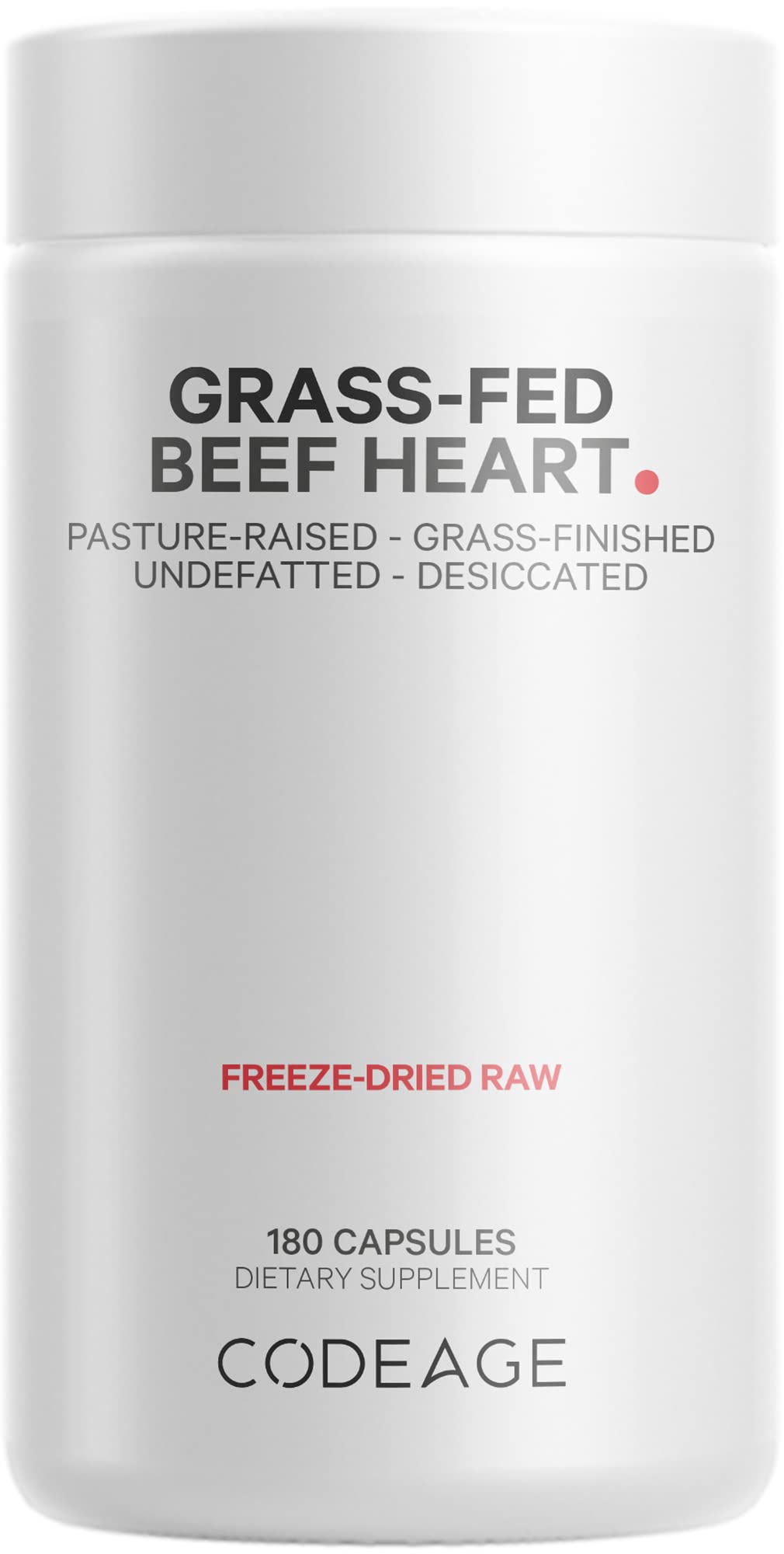 Codeage Grass Fed Beef Heart Supplement - Freeze Dried, Non-Defatted, Desiccated Glandular Supplements - Bovine Meat & Liver Pills - Beef Vitamins for Heart - Non-GMO -180 Capsules Codeage Au supplements