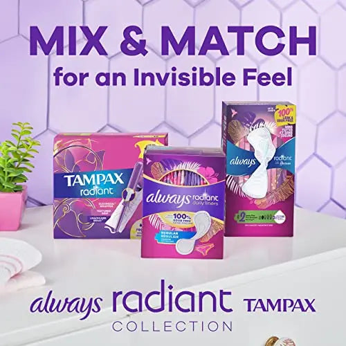 Tampax Radiant Tampons Multi Pack with LeakGuard Braid, Light/Regular Absorbency, Unscented, 26 Count Tampax Au supplements