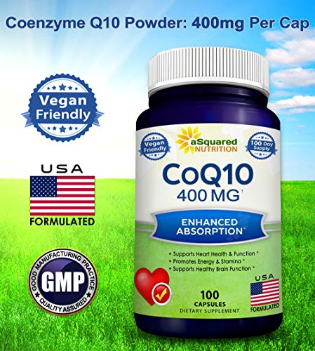 aSquared Nutrition CoQ10 (400mg Max Strength, 100 Veggie Capsules) - High Absorption aSquared Nutrition Au supplements
