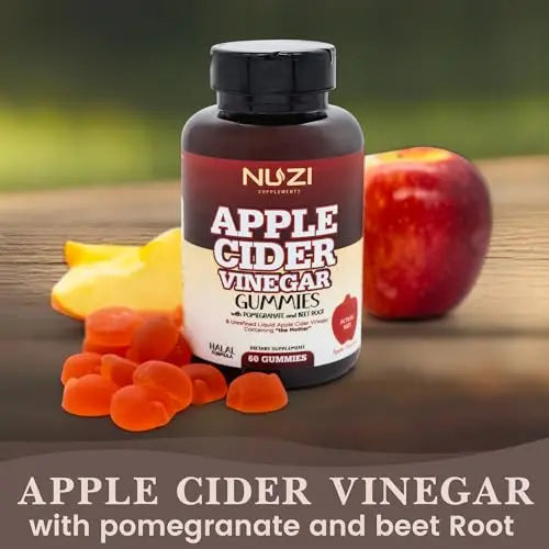 NUZI Apple Cider Vinegar Gummies with Pomegranate & Beetroot | 500 mg | Certified Halal NUZI Au supplements
