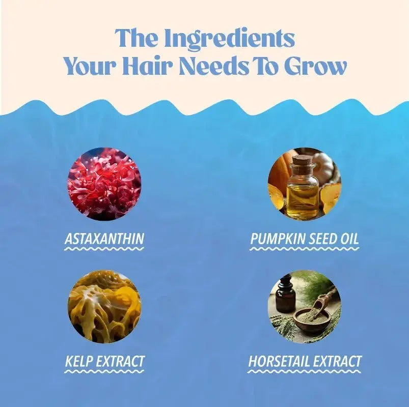 Akasha Superfoods Grow Hair & Beauty Gummies, Supplement with Zinc, Vitamin E, Astaxanthin, Kelp, & Pumpkin Seed, Plant Based Gummies for Women & Men Akasha Superfoods Au supplements