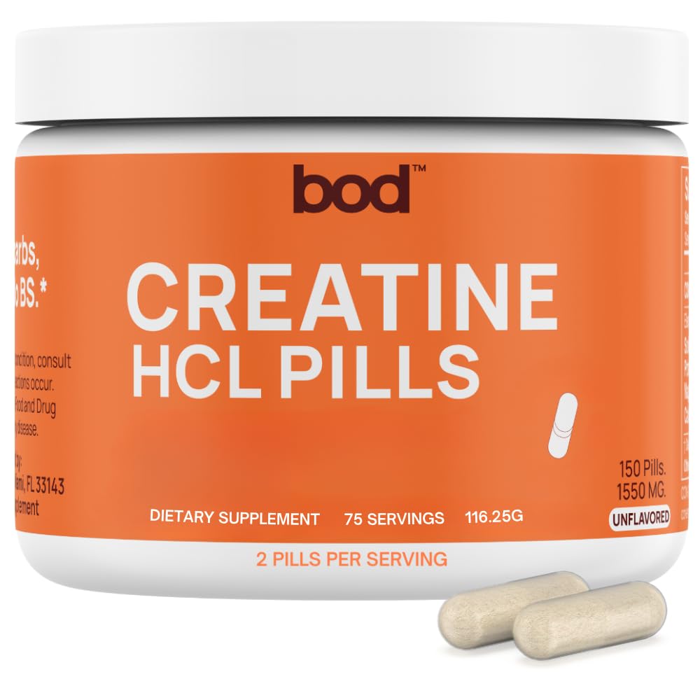 Bod Creatine HCL Capsules – 150 Pills | Creatine Hydrochloride Supplement for Men & Women | Easy-to-Swallow Alternative to Monohydrate Powder, Unflavored & Keto-Friendly