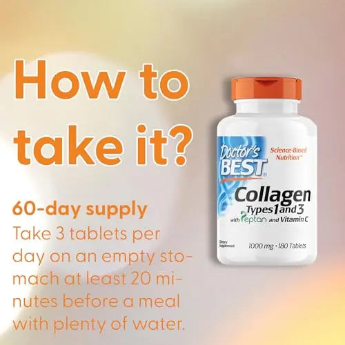 Doctor's Best, Collagen Types 1 and 3, Peptane & Vitamin C, 1,000mg, 180 Tablets Doctor's BEST Au supplements