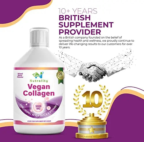 Nutrality Vegan Liquid Collagen | Premium-Grade 5000mg Hydrolyzed Collagen Peptides with Silica, Biotin Nutrality Au supplements