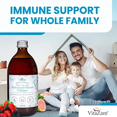 VitaZam Marine Collagen Liquid 10000mg with Hyaluronic Acid, Hydrolysed Peptide, Biotin for Hair, Skin, Nails, Joint, and Muscles, 500 ml VitaZam Au supplements