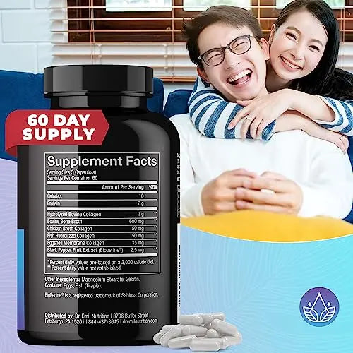 DR EMIL NUTRITION Multi Collagen Pills - 180 Capsules - Collagen Supplements to Support DR EMIL NUTRITION Au supplements