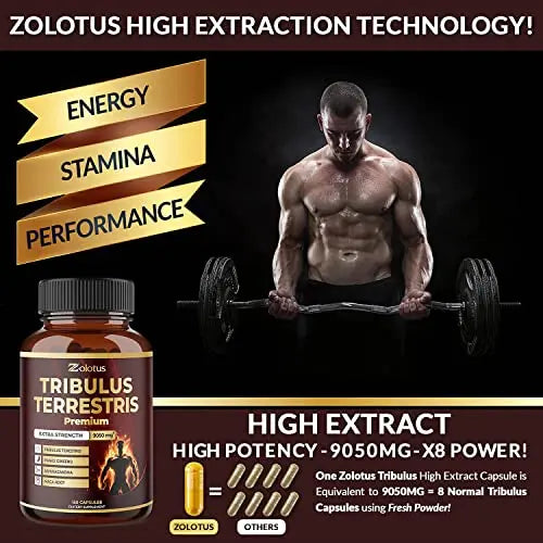 Tribulus Terrestris Supplement for Men & Women, 9050mg Per Capsule, 5-Month Supply Zolotus Au supplements