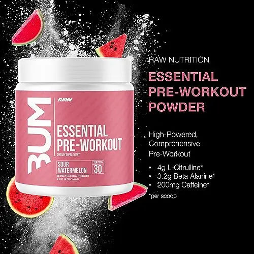 RAW Essential Pre-Workout Powder (Sour Watermelon) - Chris Bumstead Sports Nutrition RAW Au supplements