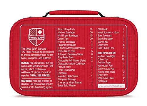 Swiss Safe 2-in-1 First Aid Kit (120 Piece) + Bonus 32-Piece Mini Kit Swiss Safe Au supplements