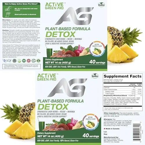 Active Green Pro - Detox Powder, Blend of Synergistic Liver Herbs, Reishi, Moringa Active Green Pro Au supplements
