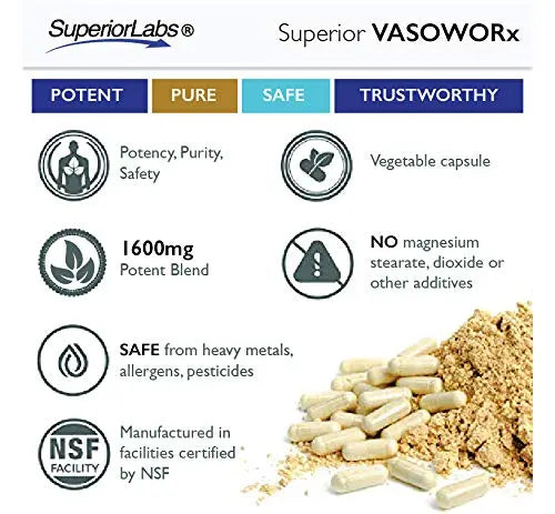 Superior Labs – VASOWORx  – Nitric Oxide Supplement – Extra Strength - 1,600 mg Superior Labs Au supplements