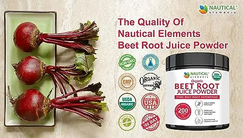 Beet Juice Powder Organic - Cold Pressed - 20:1 Concentrate - Concentrated Beet Root Nautical Elements Au supplements