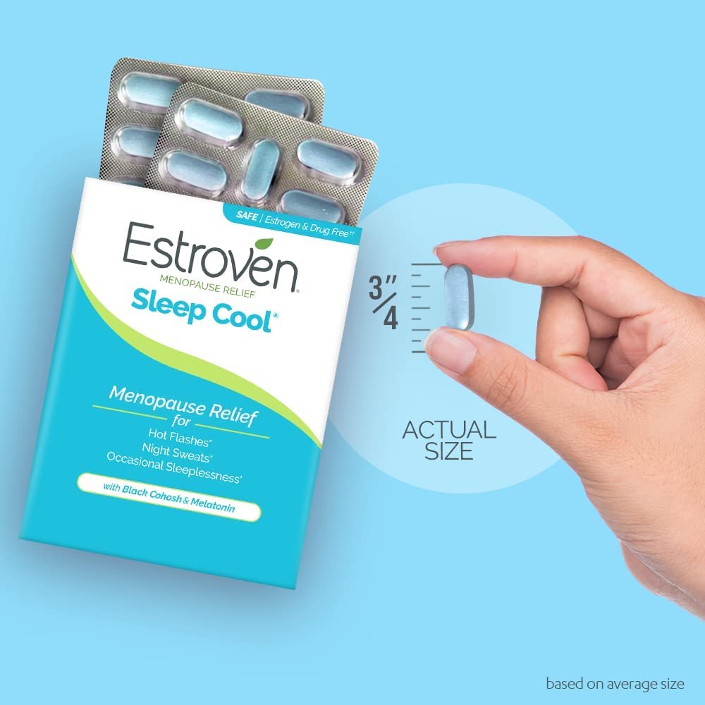 Estroven Sleep Cool for Menopause Relief, 30 Ct, Sleep Support Supplement With Clinically Proven Ingredients to Relieve Menopause Symptoms plus Night Sweats & Hot Flash Relief, Drug-No & Gluten-No Estroven Au supplements