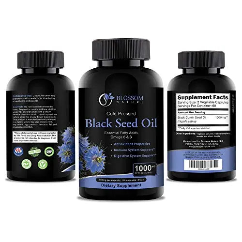Black Seed Oil Capsules 1000mg - Premium Black Cumin Seed Oil Capsules - Black Seed Blossom Nature Au supplements