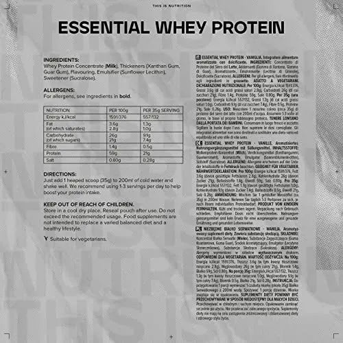 Bulk Essential Whey Protein Powder Shake, Vanilla, 1kg Bulk Au supplements