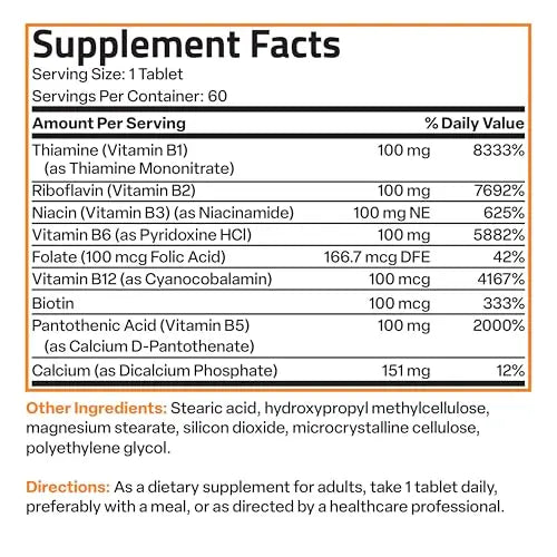 Bronson Vitamin B 100 Complex High Potency Sustained Release (Vitamin B1, B2, B3, B6) Bronson Au supplements
