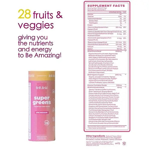 BEAM be Amazing Super Greens Powder with Prebiotics, Digestive Enzymes & Antioxidants BEAM Au supplements