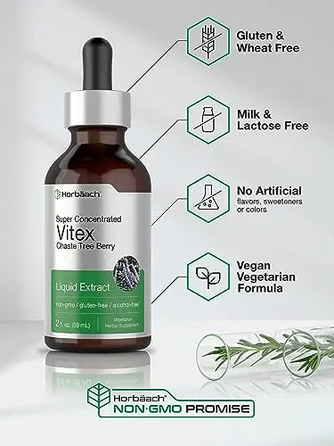 Vitex Berry Chasteberry Extract | 2 fl oz | Super Concentrated | Alcohol Free Chaste Tree Horbäach Au supplements