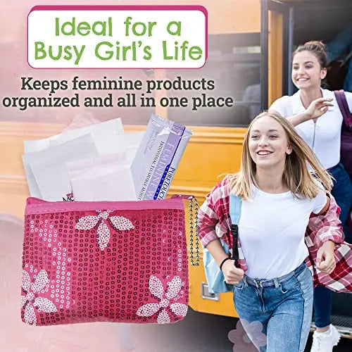 First Period Kit To-go! - Organic Biodegradable Tween Pads & Liner - Period Bags for Teen Girls Be Prepared. Period. Au supplements