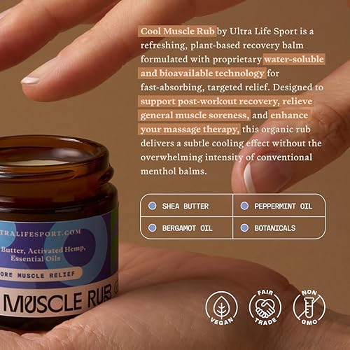 Ultra Life Sport – Premium Cooling Muscle Rub – Vegan Topical Balm with Peppermint & Bergamot – Organic, Non-GMO, Water-Based Formula – Clean Botanical Ingredients Ultra Life Sport Au supplements