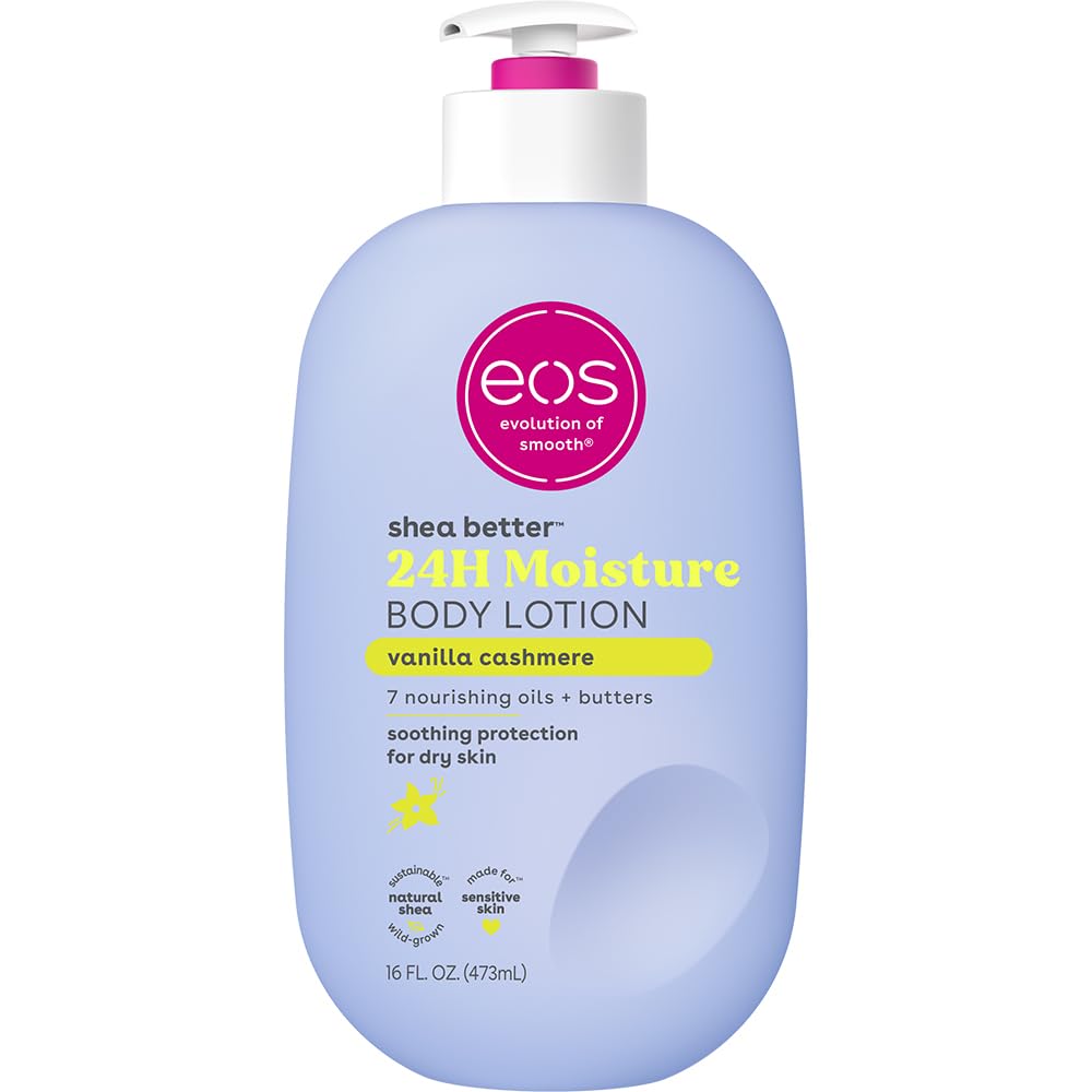 eos Shea Better Body Lotion Vanilla Cashmere, 24-Hour Moisture Skin Care, Lightweight
