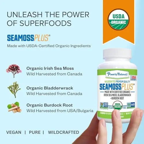 Power By Naturals Sea Moss Plus - USDA Certified Organic Wildcrafted Irish Seamoss Power By Naturals Au supplements